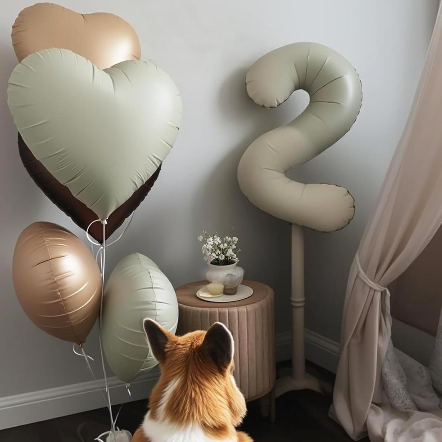 Cream Heart Balloons,12Pcs 18 Inch Beige Foil Love Heart Shaped Neutral Balloons for Bridal Princess Engagement Party Boho Wedding Gender Reveal Anniversary Birthday Valentines Day Decorations