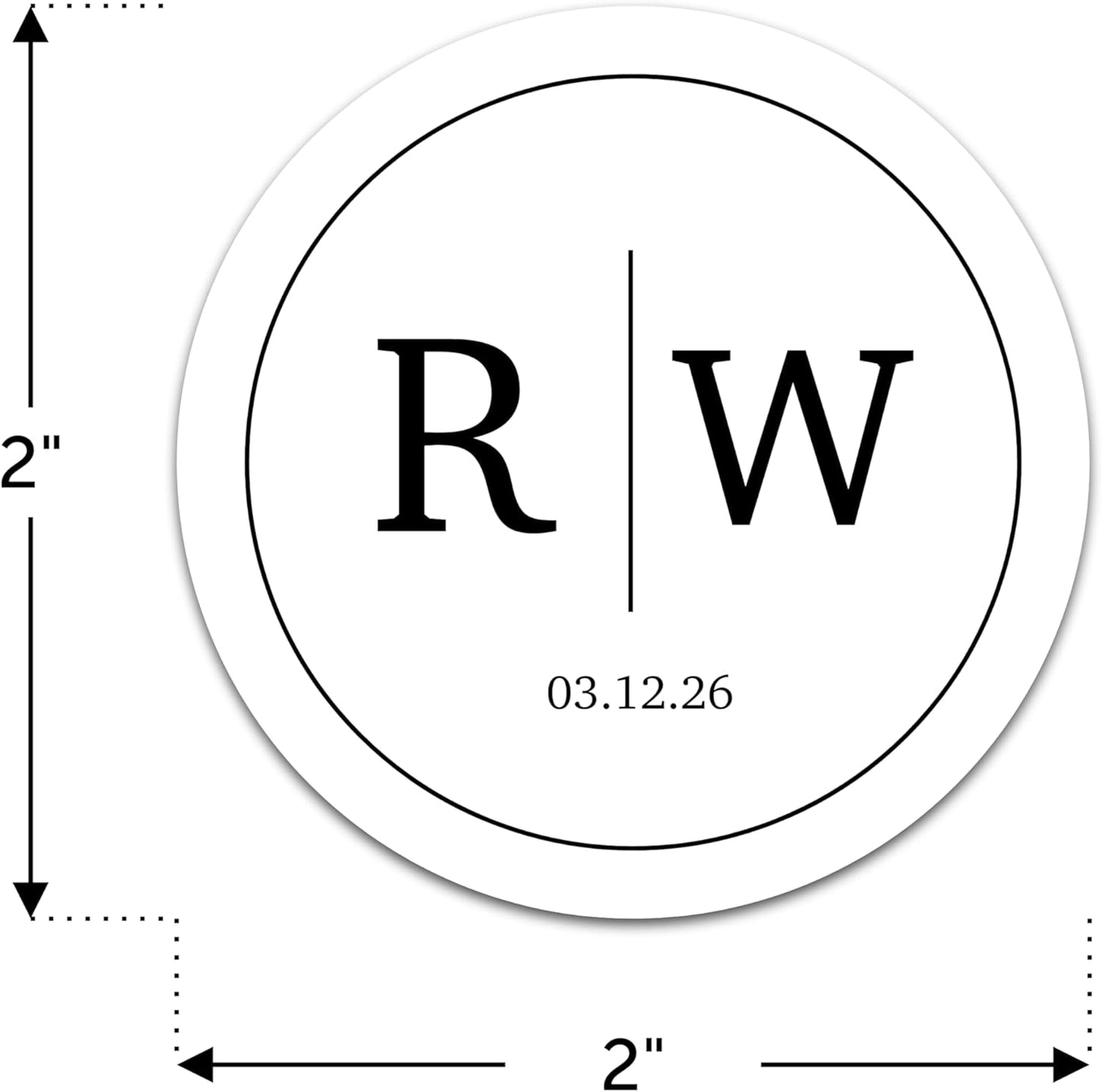 Personalized Wedding Stickers - Custom Wedding Envelope Seals for Invitations, Thank You Cards, and Save The Date (50-1000 Stickers) (Initials with Date)