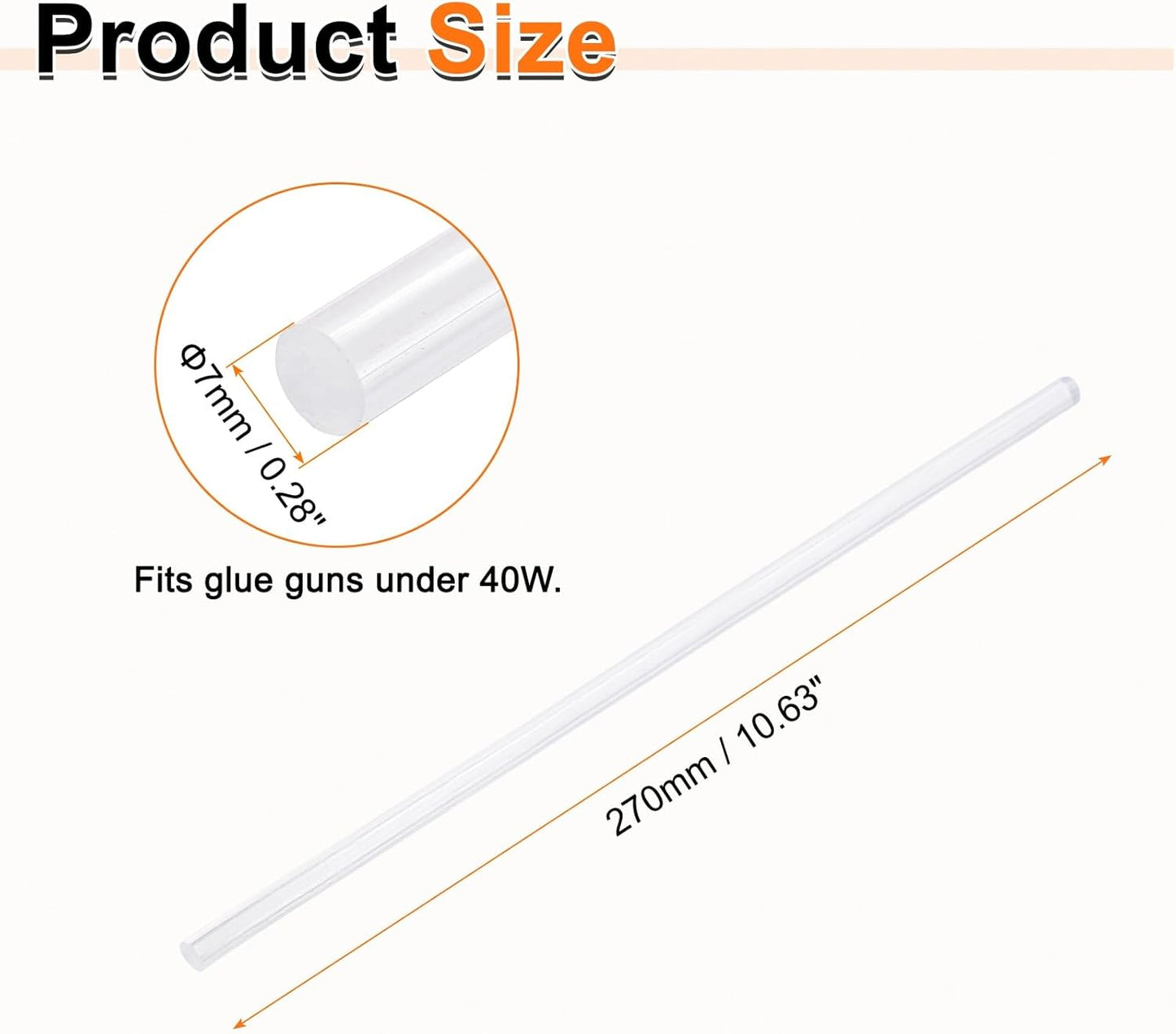 HARFINGTON 10pcs Hot Glue Sticks 0.28" Dia x 10.63" Long EVA Mini Hot Melt Adhesive Glue Stick for Hot Melt Gun Wood Plastic Glass Flowers Fabrics Foam, Clear