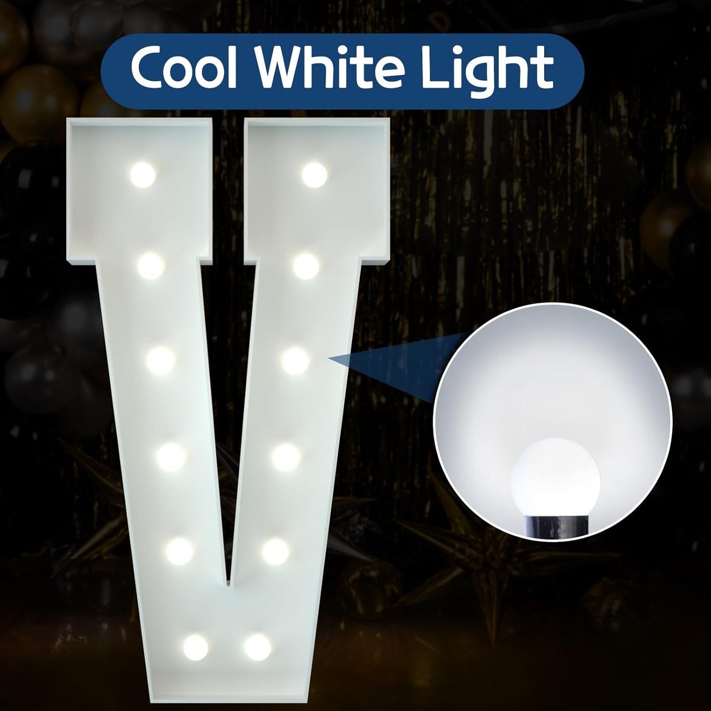 Marquee Letters 4 Feet Tall Large Light Up Letters Baby Shower Decorations Wedding Engagement Proposal White Party Decorations Marry Me Sign Big Cardboard Backdrop V