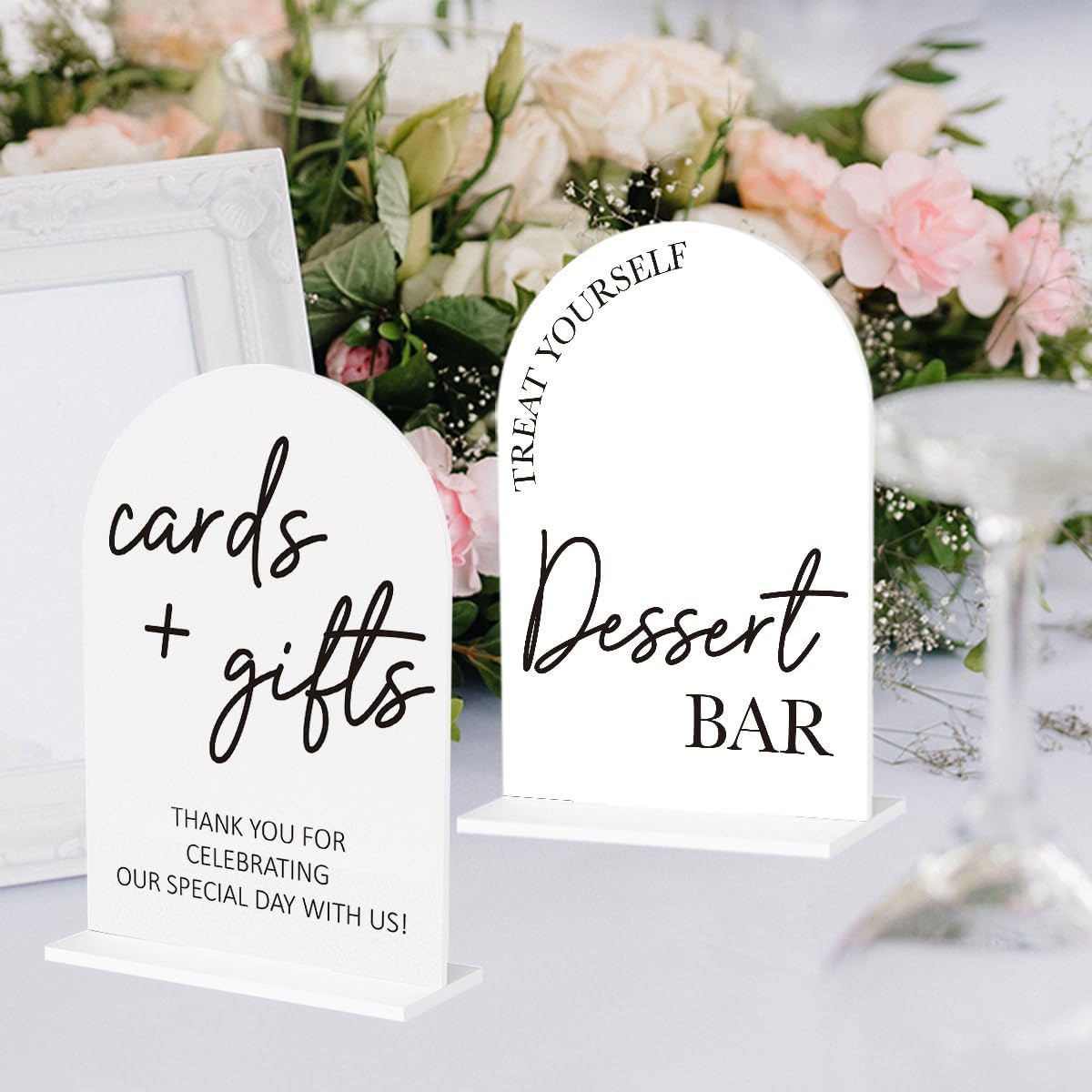 2Pcs Dessert Bar Sign Cards and Gifts Signs for Wedding Engagement Party Bridal Shower Baby Shower Table Desk Acrylic Decor