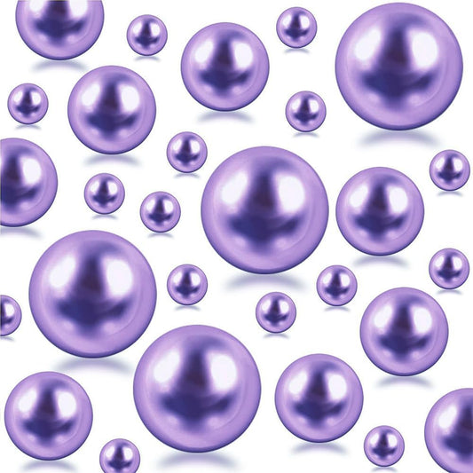 150Pcs Light Purple Polished No Hole Faux Pearl Beads for Vase Filling Decorations, Plastic Pearls Vase Fillers, Table Scatters, Wedding Centerpiece, Home Decor, 8/14/20 mm
