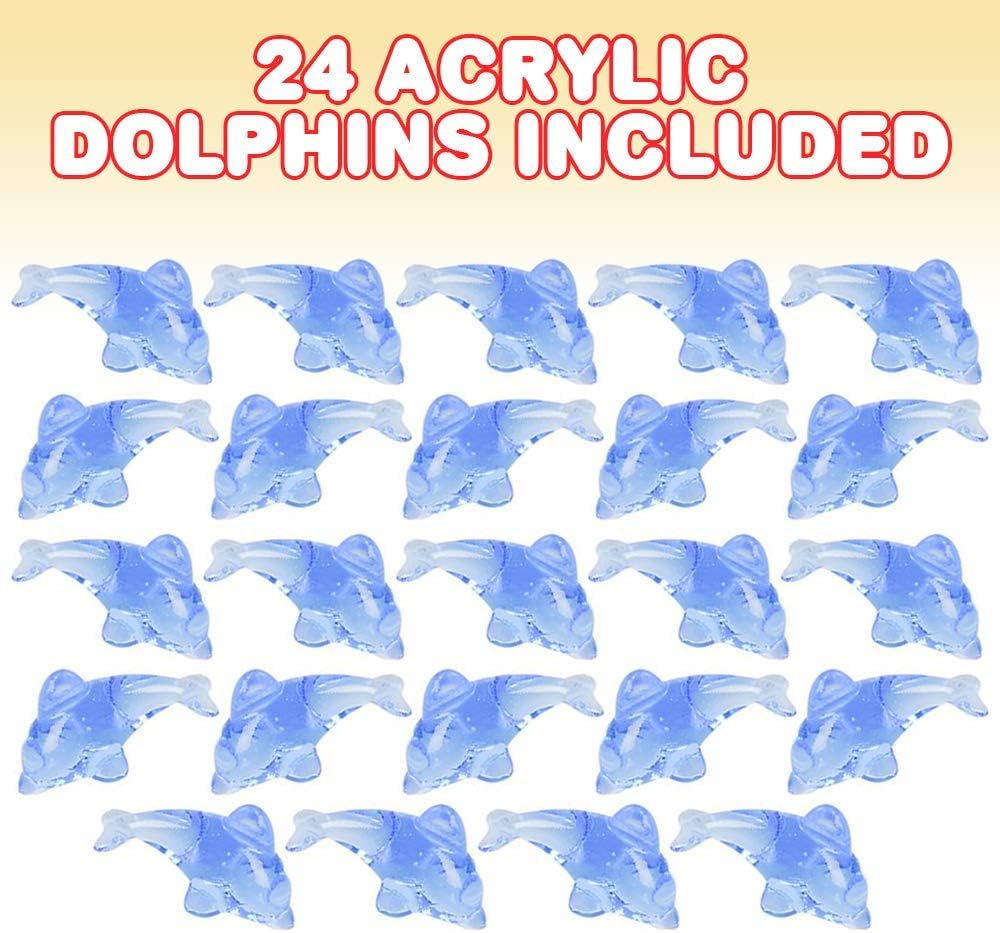 ArtCreativity Acrylic Dolphin Cake & Cupcake Toppers, Set of 24, Mini 2 Inch Dolphin Figurines, Decorations for Sea, Nautical, Mermaid, & Baby Shower Parties, Fun Party Favors, Goodie Bag Fillers