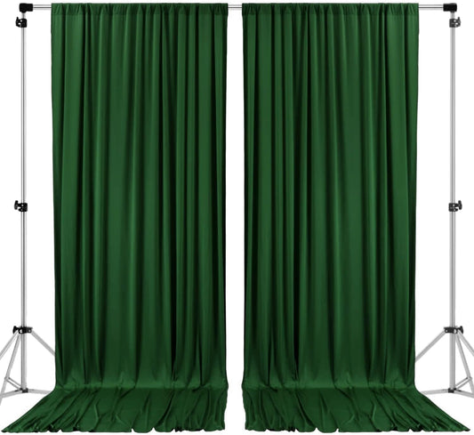 AK TRADING CO. 10 feet x 8 feet IFR Polyester Backdrop Drapes Curtains Panels with Rod Pockets - Wedding Ceremony Party Home Window Decorations - Hunter Green