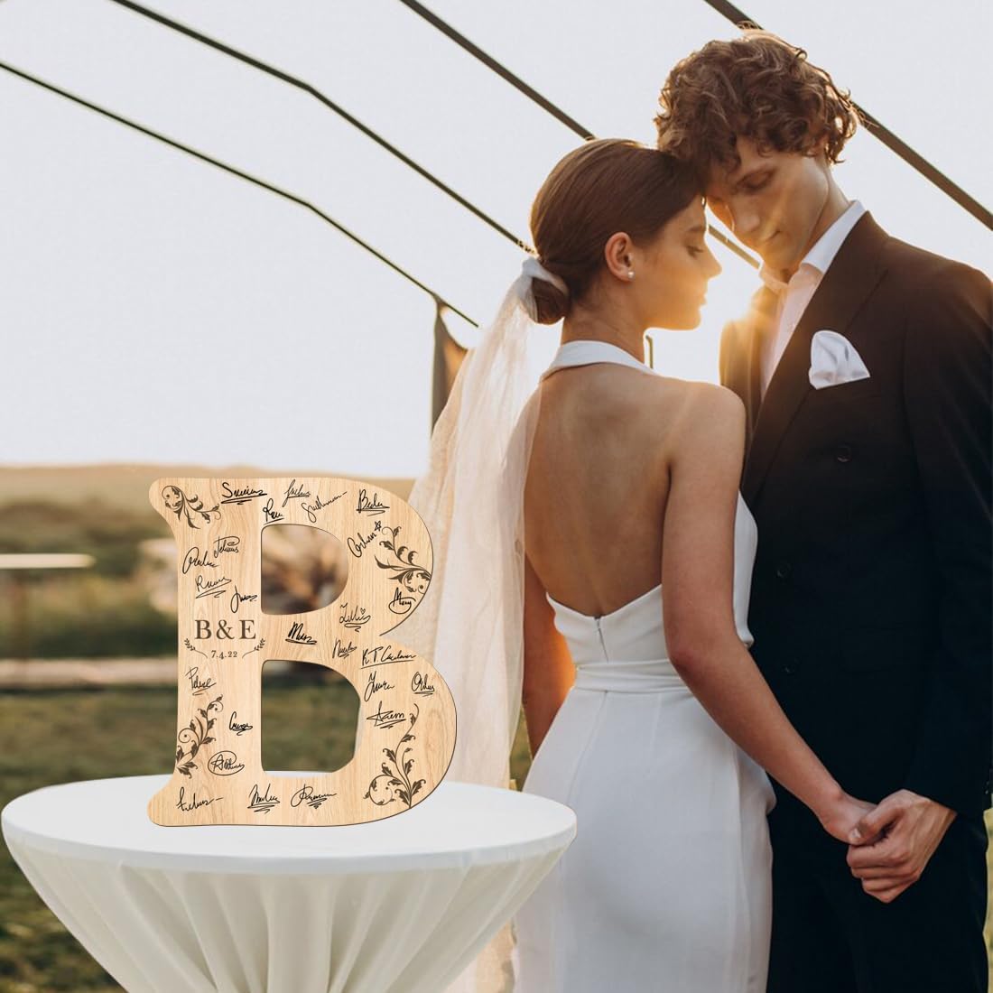 Personalized Wedding Guest Book Sign Custom Letter Name Date Rustic Wedding Guest Book Alternative Unique Guest Book for Wedding Anniversary Decor (Style 2)