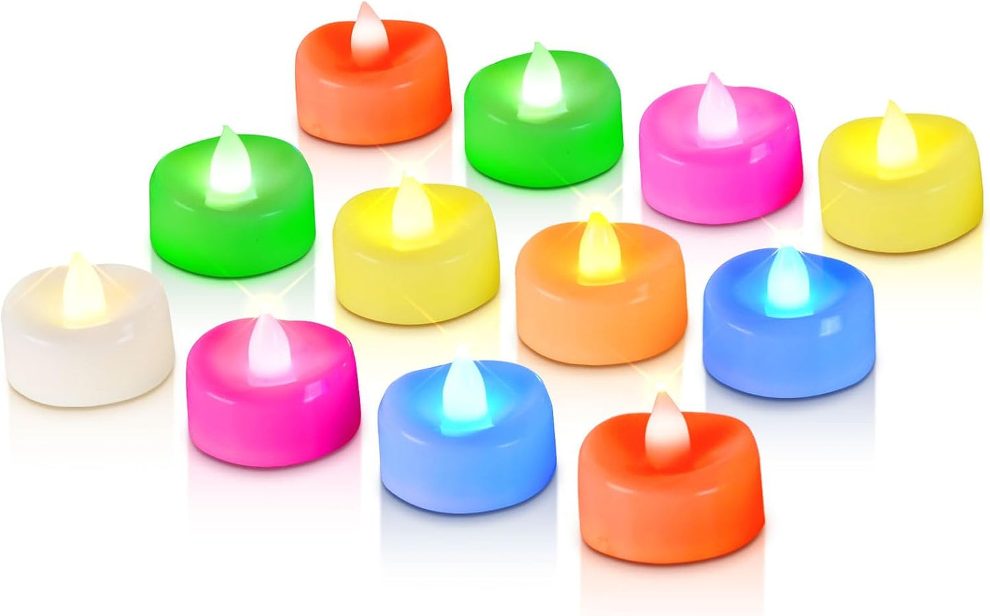 Raycare 7-Color Changing LED Tea Lights Battery Operated, 200+Hour Flickering Votive Candles, Realistic Fake Flameless TeaLights for Wedding Party Halloween Thanksgiving Christmas Decorations, 24 Pack