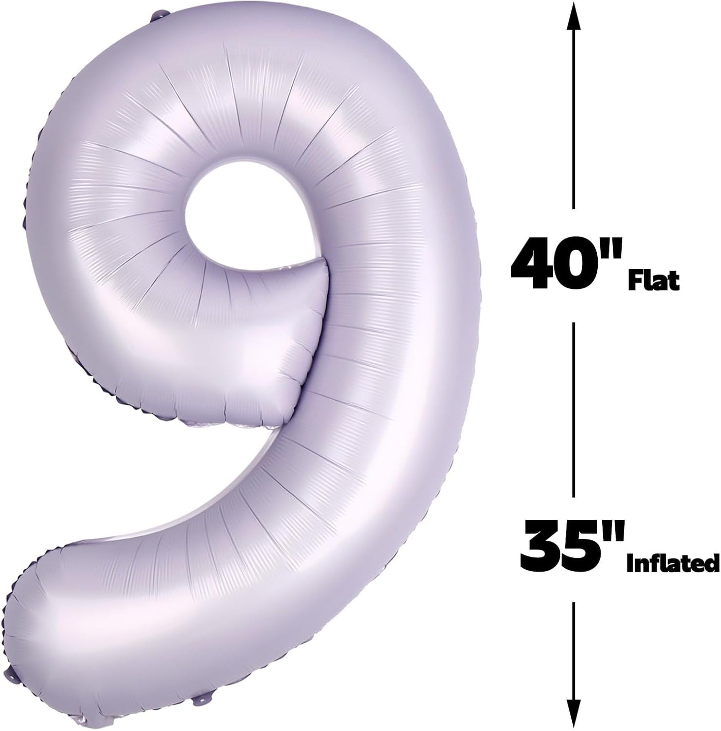 Big Lilac 40 Inch 9 Balloon Number, Jumbo Giant 9th 19 29 39 49 99 Birthday Party Decorations, Large Lavender Foil Balloons Anniversary Birthday Party Engagement Decorations