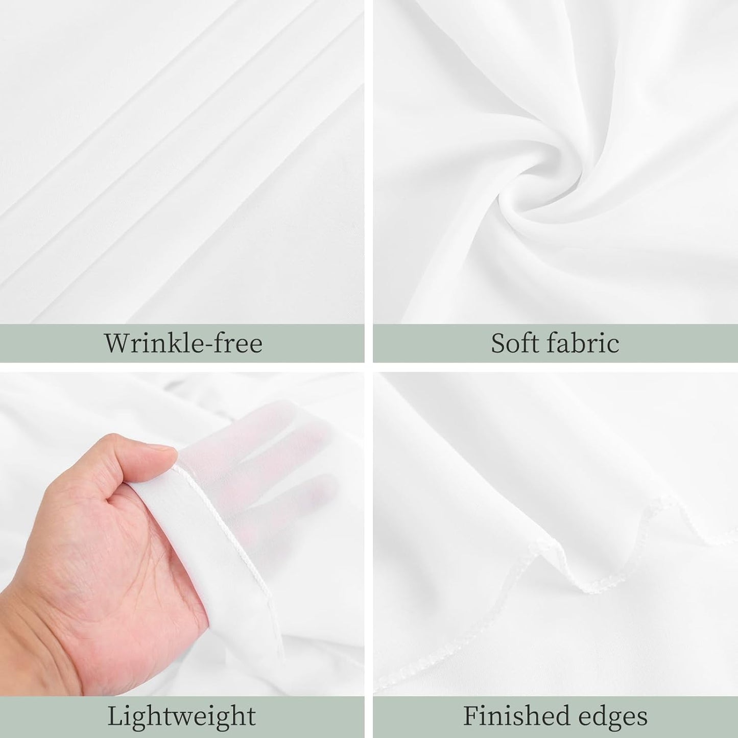 8 Panels White Wedding Ceiling Drapes 5ftx10ft Ceiling Drapes Chiffon Fabric Arch Draping Sheer Curtains Soft Drapery Draping Wedding Ceiling Decorations for Party Ceremony Stage Swag