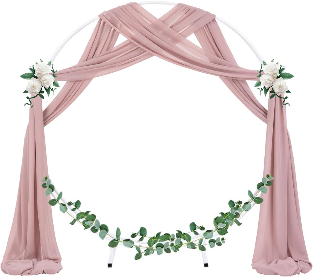 Socomi 29" x 19Ftt Wedding Arch Draping Fabric 2 Panels Dusty Rose Sheer Chiffon Curtain Drapes 6 Yards for Wedding Ceremony Birthday Party Decoration