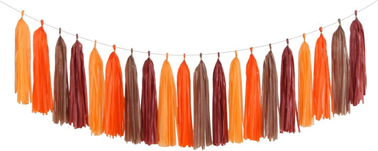 Brown Burgundy Orange Party-Decorations Tassel-Garland - 20pcs Fall Autumn Thanksgiving Harvest Tassels, Rustic Boho Wedding Birthday Baby Shower Decor Panduola