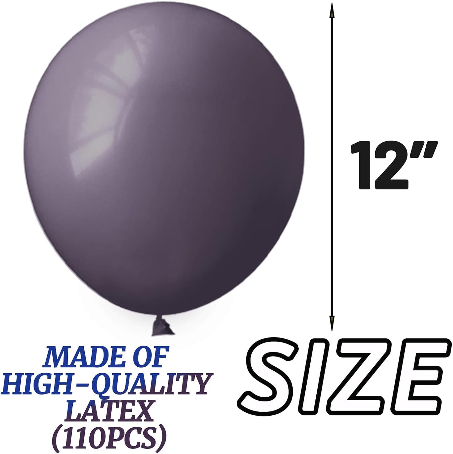 110pcs Dusty Purple Balloon 12 Inch, Dusty Purple Latex Balloons for Birthday Party Baby Shower Wedding(with 2 Ribbons).