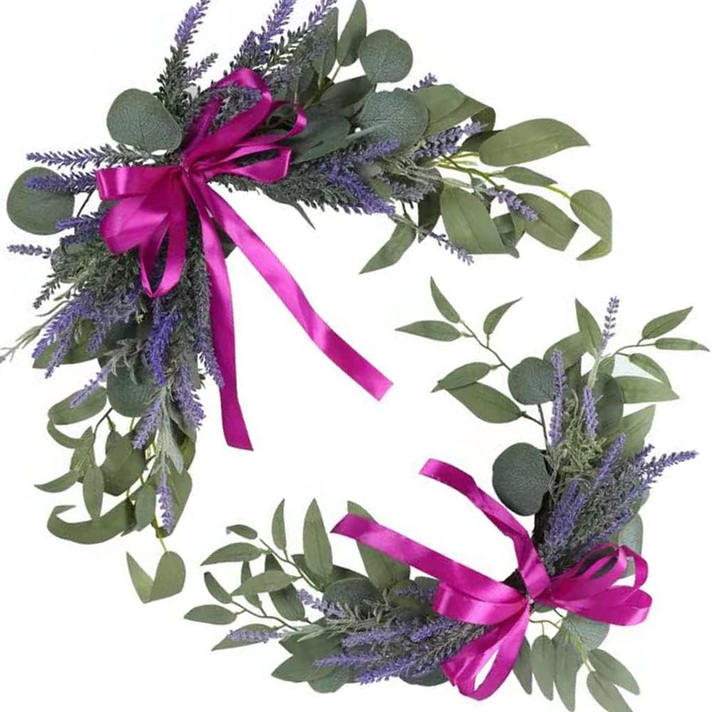 H&W 2pcs Artificial Wedding Arch Flowers for Wedding Sign, Floral Swag Dusty Decor for Reception Ceremony Backdrop Sweetheart Table （Lavender）