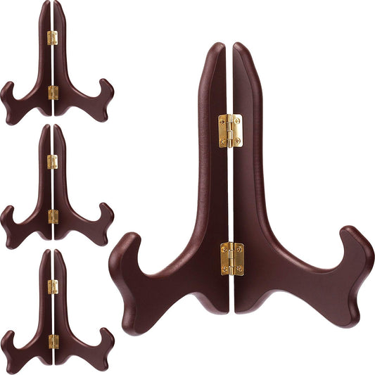 Tatuo 4 Packs Wooden Display Stand Decorative Plate Stands for Display Picture Frame Holder Easels(Red,6 Inch)