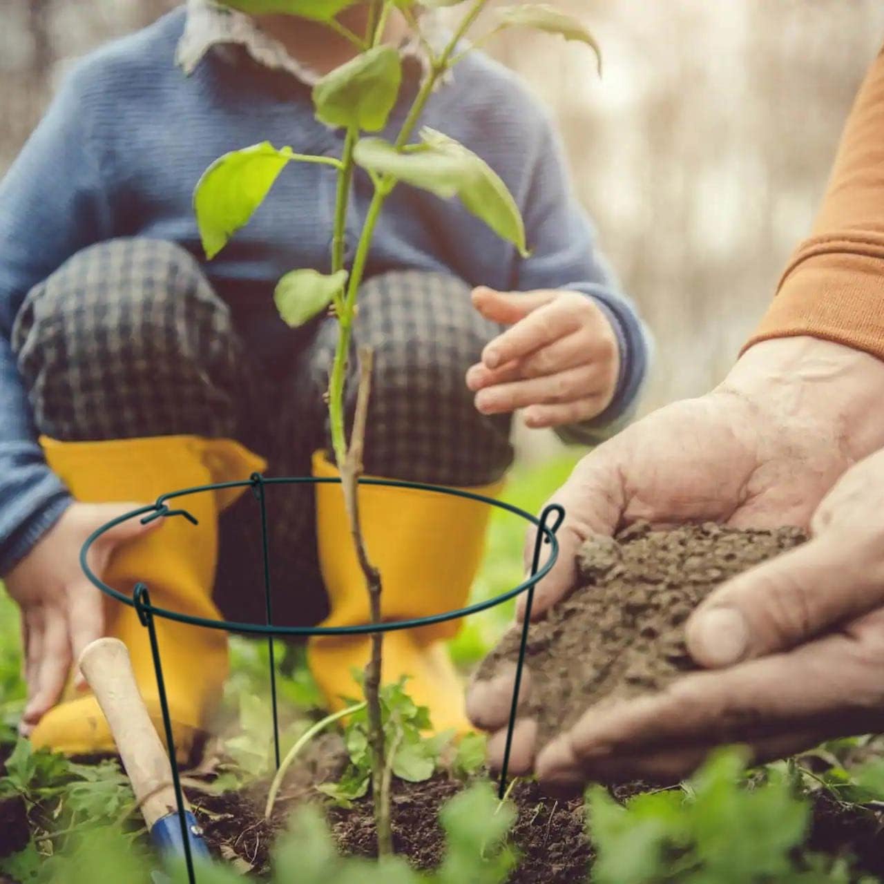 14" Wide x 24" High Peony Cage Rings Garden Plant Support Brace, Pack of 10 Round Metal Plant Stakes Rings, Strong Large Garden Supports for Flowers, Peonies, Rose, Lily