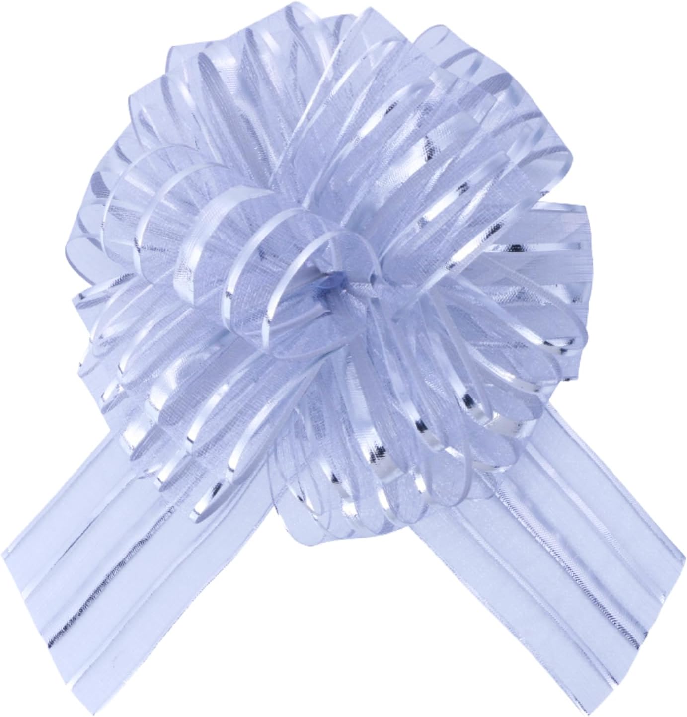 6 Pcs 6 Inch Silver Organza Pull Bow – Perfect for Wedding Decoration, Gift Wrapping Baskets, Car Bows, Birthday Parties, Christmas and Valentine's Day