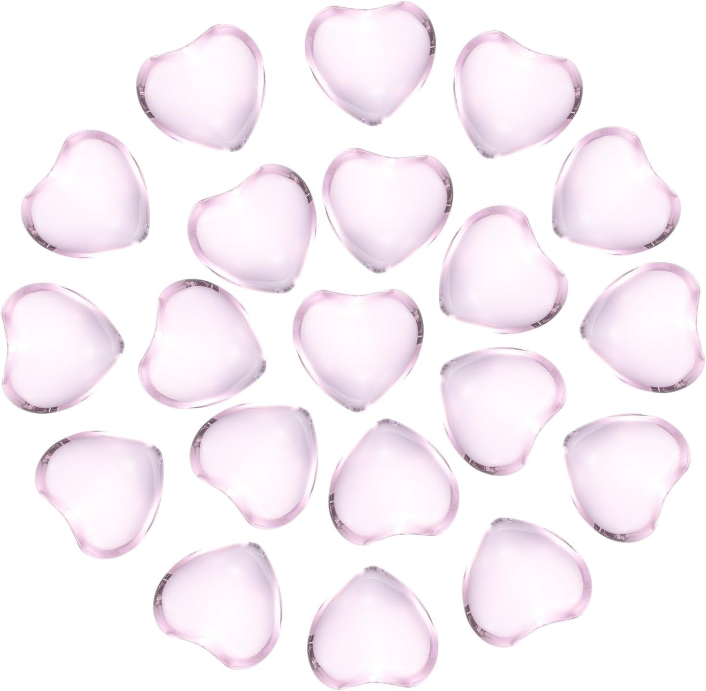 PATIKIL 20 Pcs Natural Heart Shaped Crystal Stone, 0.6 Inch Mini Polished Love Gemstone Crystal, Pocket Rock Engraved Worry Stones for Women Gifts Meditation, Clear Pink