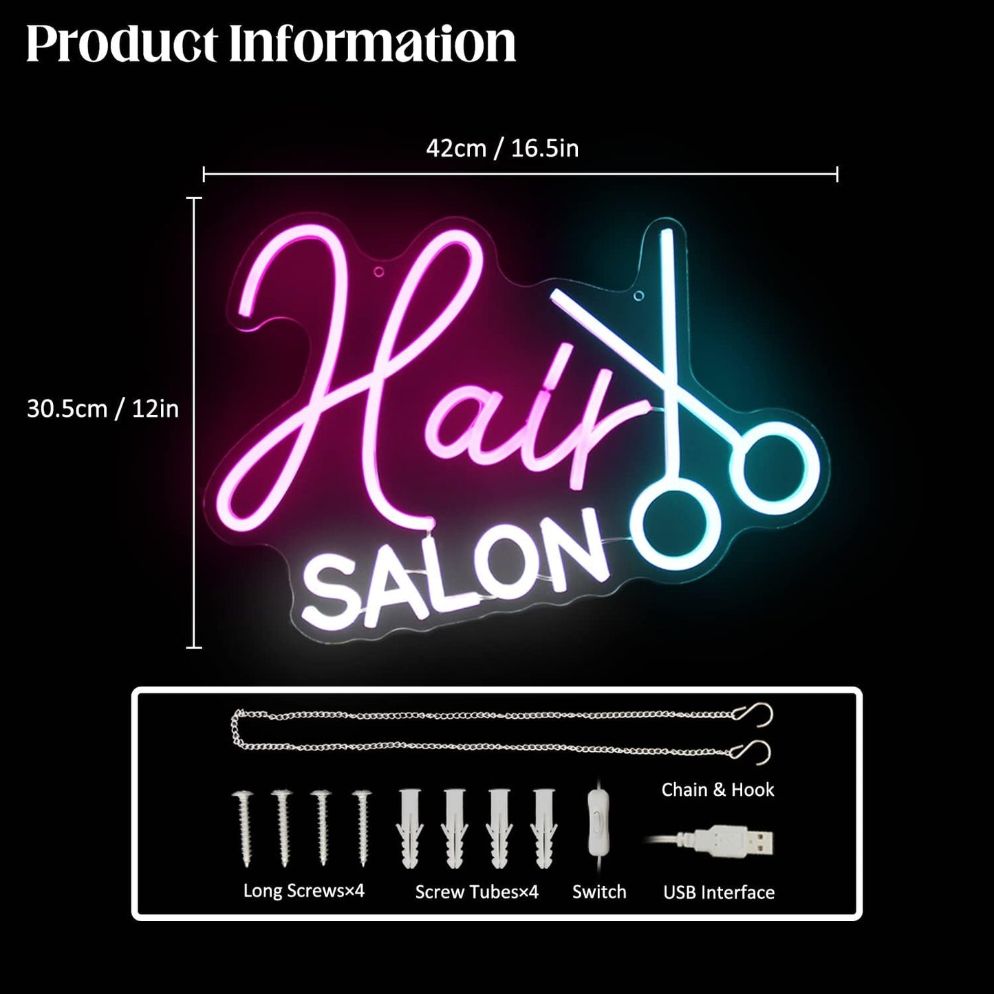 Hair Salon Neon Sign Barber Neon Light Salon LED Signs for Wall Haircut Neon Lights Signs for Barber Shop Beauty Room Decor Business Sign 16.5 × 12 in
