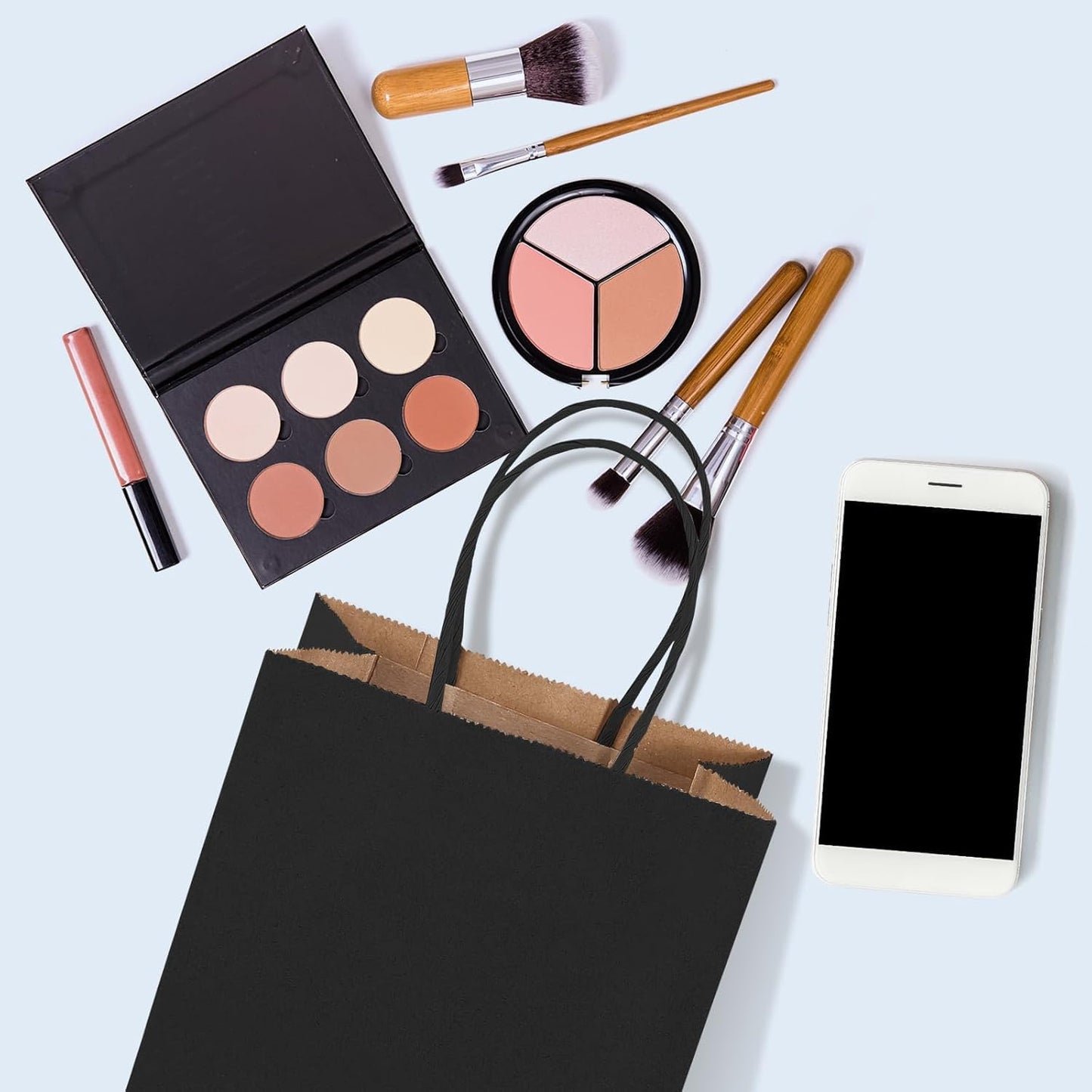 GSSUSA Paper Gift Bags 5.25x3.75x8 Inch 20000 Pack, Valentine's Day Gift Wrap Bags with Handles, Black Kraft Paper Bag for Small Business, Heavy Duty Bulk, for Birthday Party Favors, Shopping, Retail