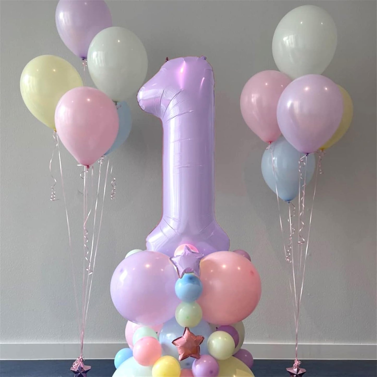 Pastel Purple Number 0 Balloons 40 Inch, Large Lilac Number Balloons 0-9 Set, Light Purple 0 Mylar Foil Balloon Numbers for Girls Women Baby Shower Birthday Graduation Anniversary Party Decorations