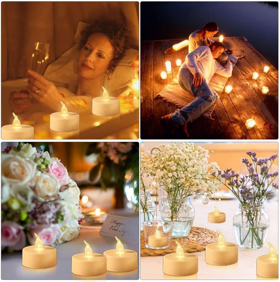 LED Tea Lights Candles- 100PACK Warm White Flameless Candles Realistic and Bright Flickering Long Lasting 200Hours for Holiday Celebration,Party,Home Decoration Warm Yellow,Battery Operated