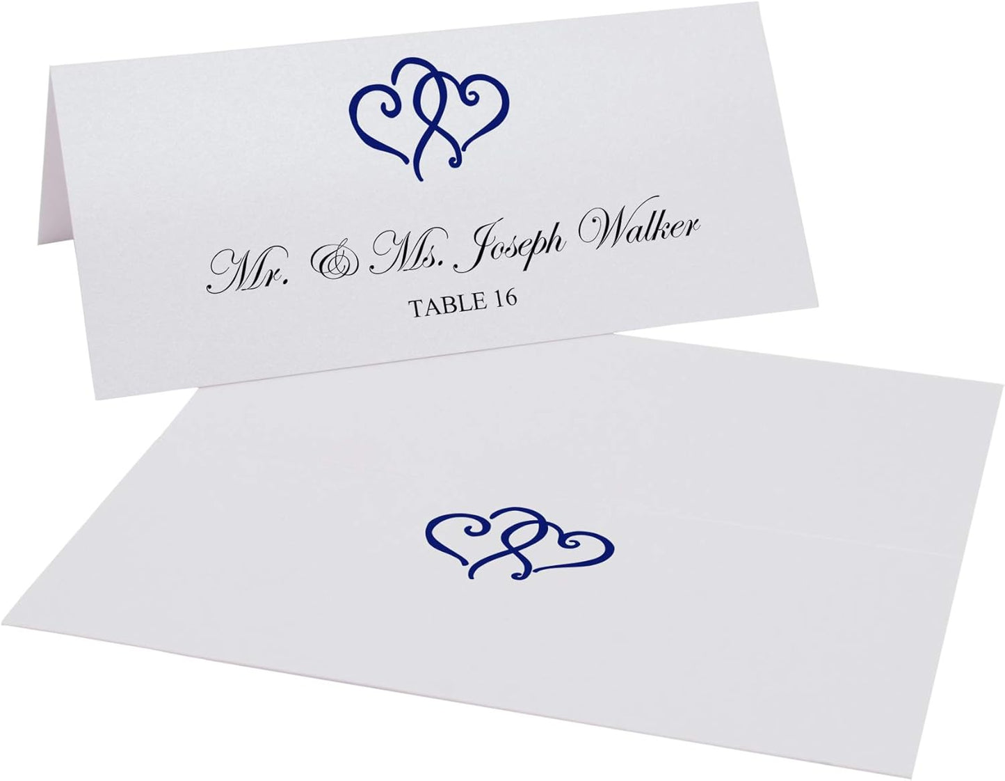 Linked Hearts Printable Place Cards, Navy (Choose Color), Set of 60 (10 Sheets), Laser & Inkjet Printers - Wedding, Party, Dinner, and Special Events - Made in the USA