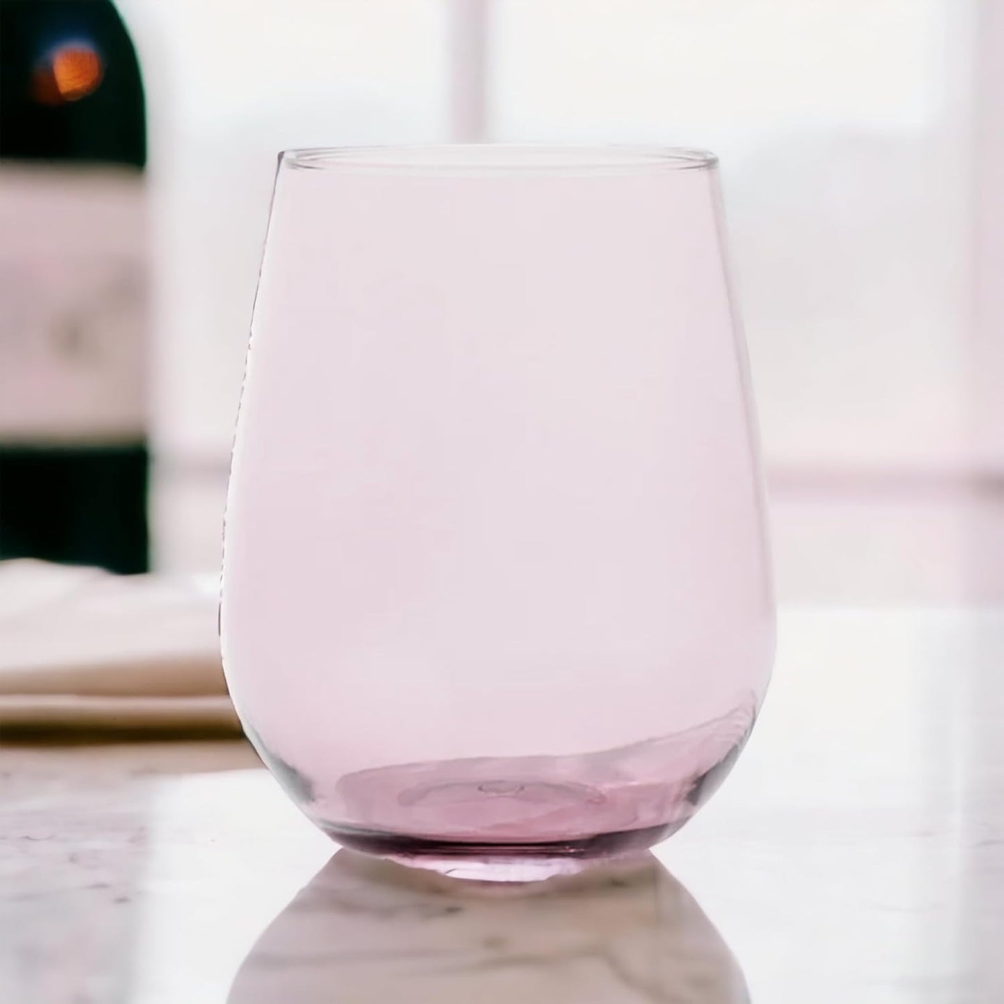 Oojami 36 piece Stemless Unbreakable Crystal Clear Plastic Wine Glasses Set of 36 (12 Ounces - Pink)