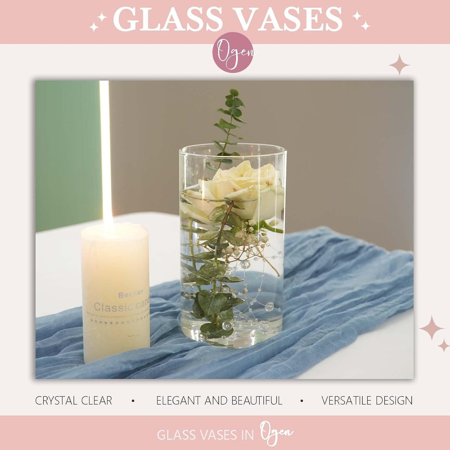 12pcs Glass Vase Cylinder Vases for Centerpieces Small Flower Glass Clear Vases Home Decor Centerpiece Table Flower Vase Decorations for Home＆Wedding Decoration 6 Inch Tall