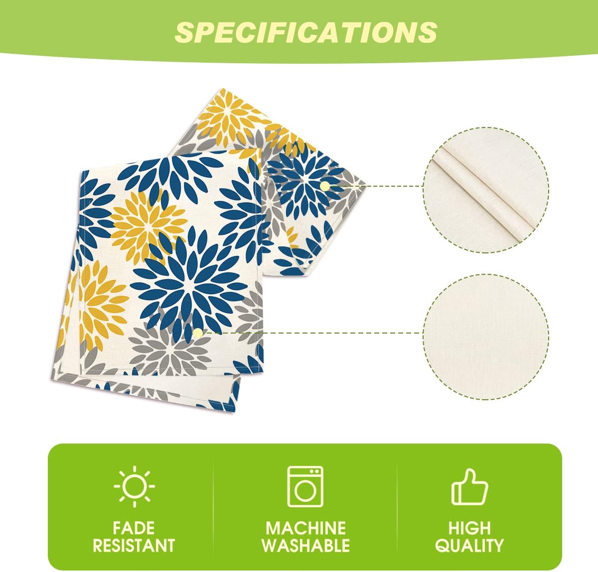 Artoid Mode Blue Dahlia Floral Pinnata Summer Table Runner, Spring Kitchen Dining Table Decoration for Home Party Decor 13x60 Inch