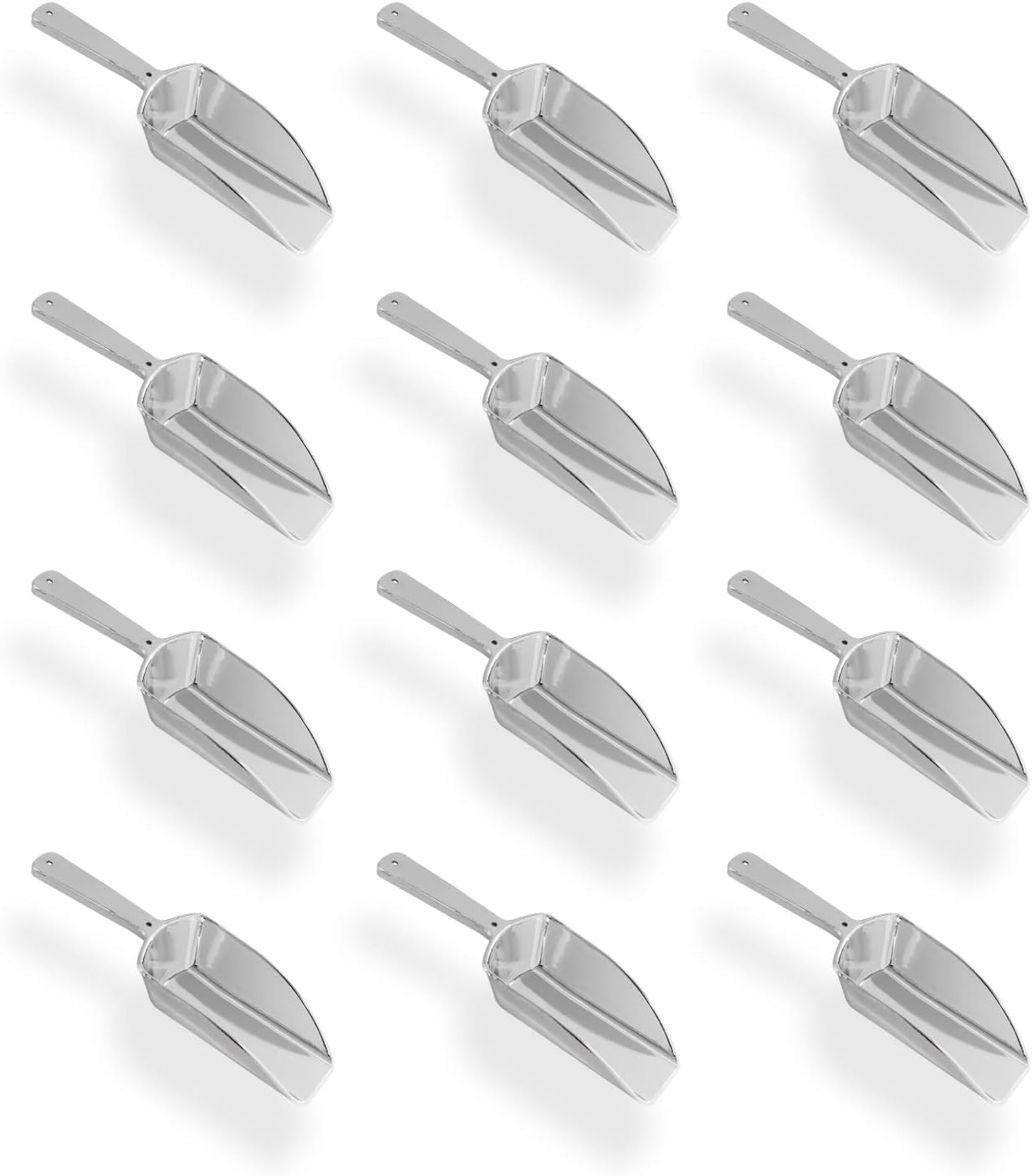 Super Z Outlet 5.5" Mini Acrylic Plastic Kitchen Scoops for Weddings, Candy Dessert Buffet, Ice Cream, Protein Powders, Coffee, Tea (Silver)