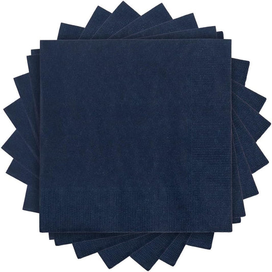 JAM PAPER Small Beverage Napkins - 5 x 5 - Navy Blue - 50/Pack