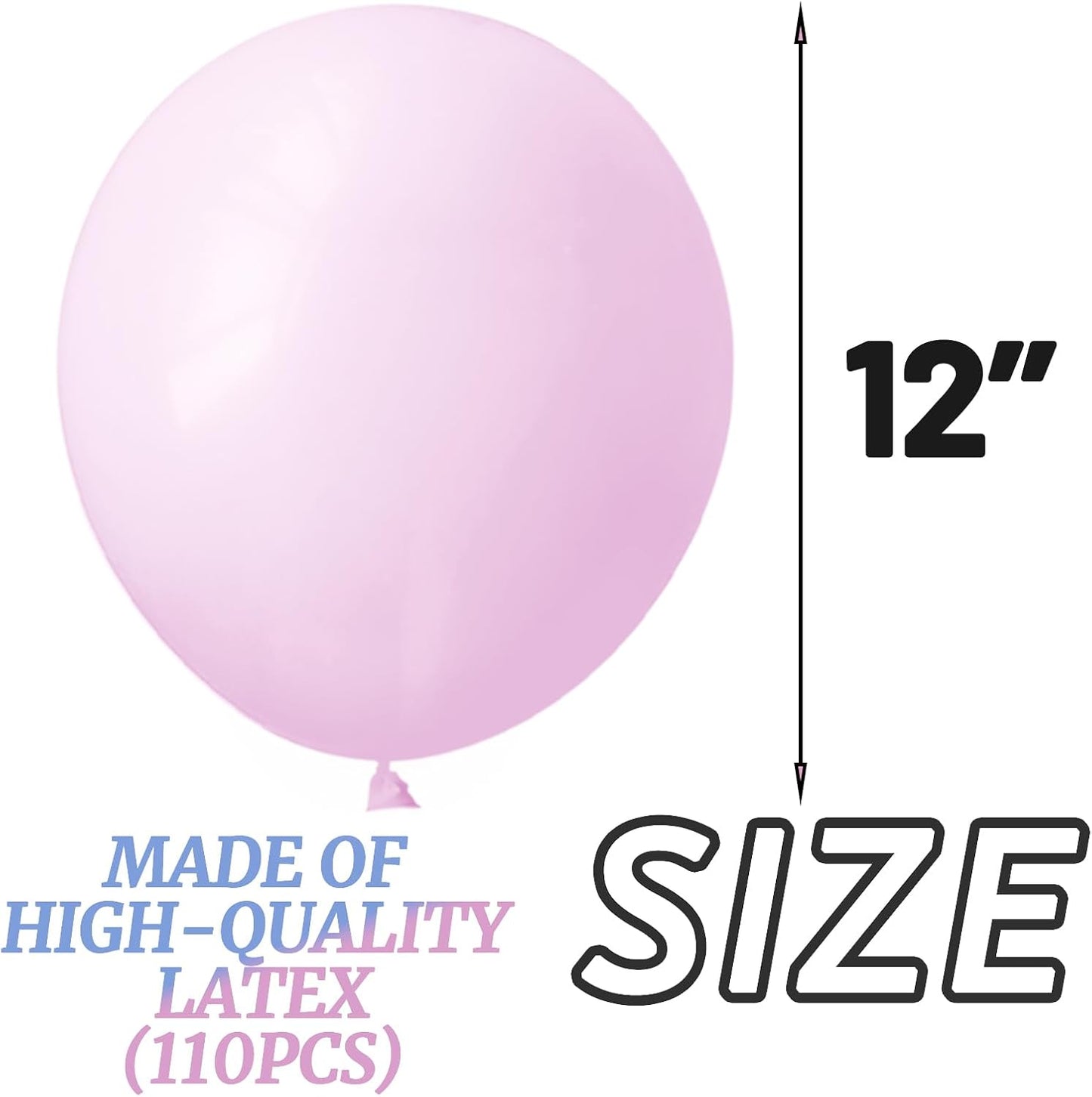 110pcs Pastel Pink Balloon 12 Inch, Pastel Pink Latex Balloons for Birthday Party Baby Shower Wedding(with 2 Ribbons).