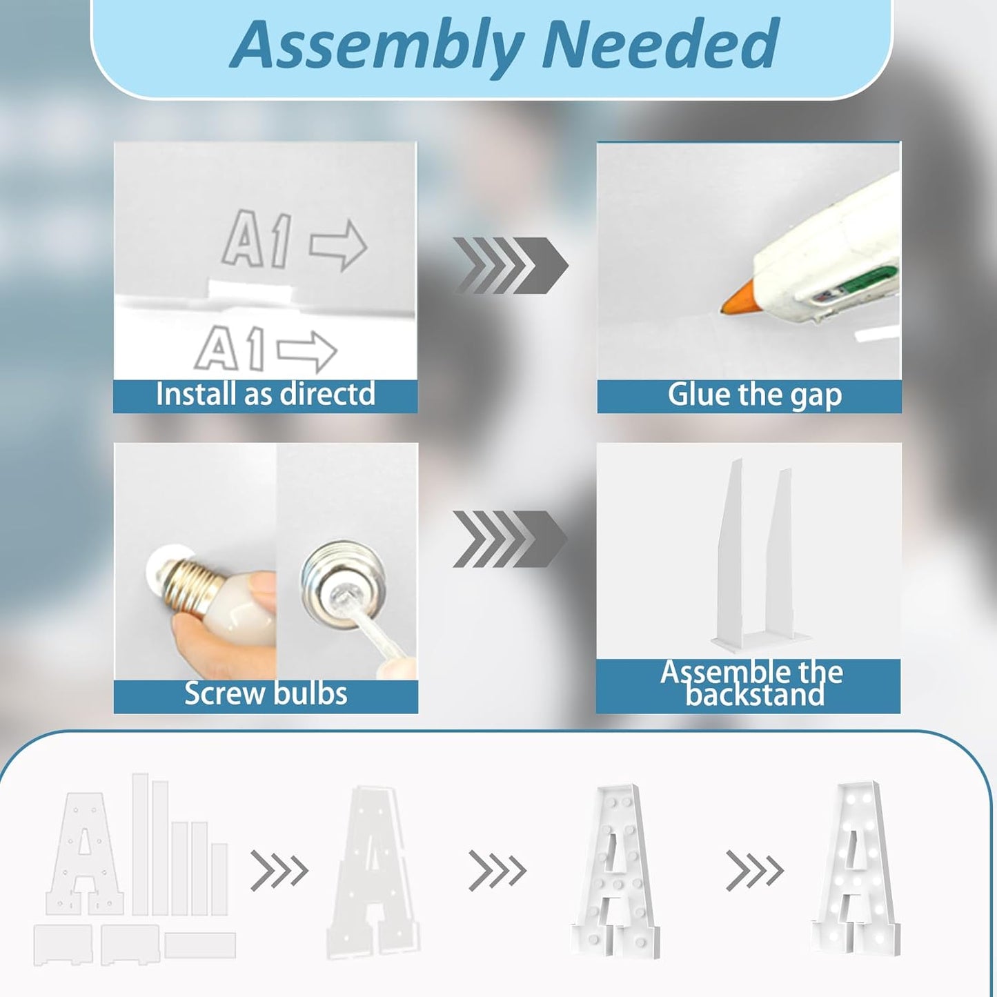 Ledido 4FT Marquee Light Up Letters, Cool White Light Up Letters Large Marquee Letter for Party Decorations, Mosaic Letter J for Balloons, Wedding Birthday Graduation Decor J