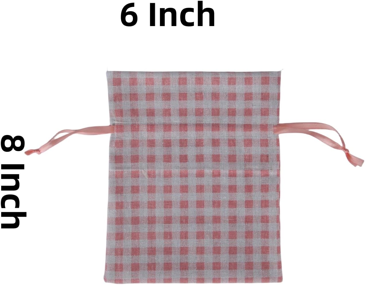 Meseey 5 Pcs Large Buffalo Plaid Burlap Bags with Drawstring Gift Bags Gingham Sacks Bags Gift Pouch Bag for Easter Spring Birthday Baby Shower (6Wx8L, pink-white plaid)