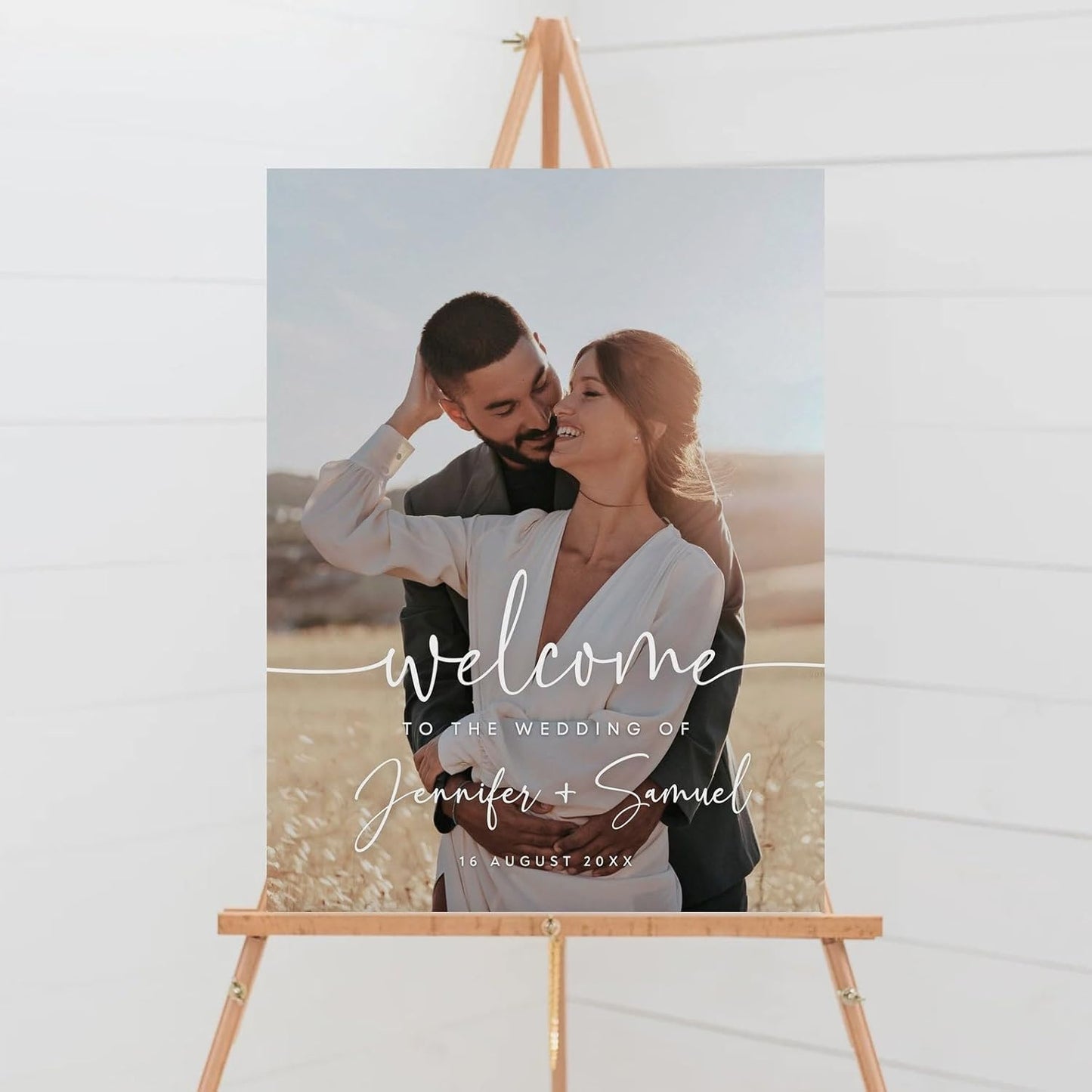 Welcome Wedding Signs, Modern Photo Wedding Sign Decorations Signage 12" X 18" (Small), 27" (Medium), 36" (Large), Plastic, Modern, Pole Mount, Weather