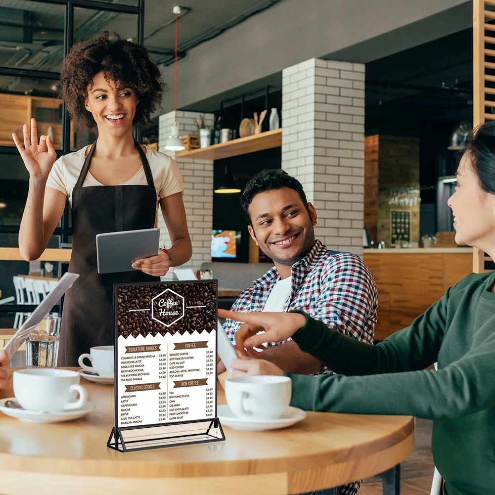 5" x 7" Black Acrylic Sign Holders, 12PCS Wedding Table Numbers Sign Holder, Double Sided Acrylic Black Frame Sign Holders Display Stand for Wedding Table Numbers, Restaurant Sign, Menu, Photo