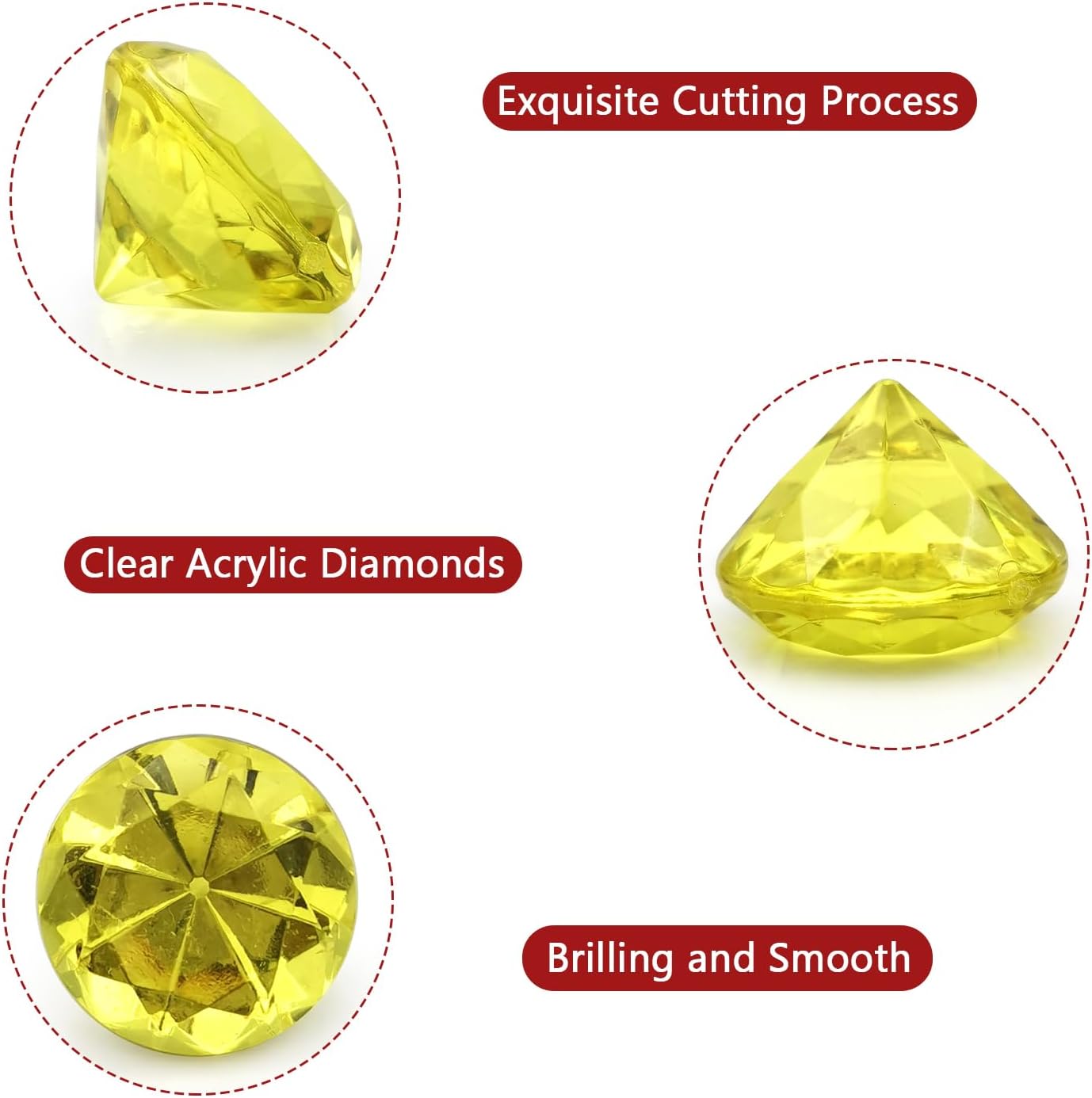 100 PCS Acrylic Diamond Gems, Gold Acrylic Diamonds 1 Inch Acrylic Gemstones Vase Filler Fake Gems Plastic Gems for Home Table Scatters Party, Event, Wedding, Arts & Crafts, Birthday Decorations