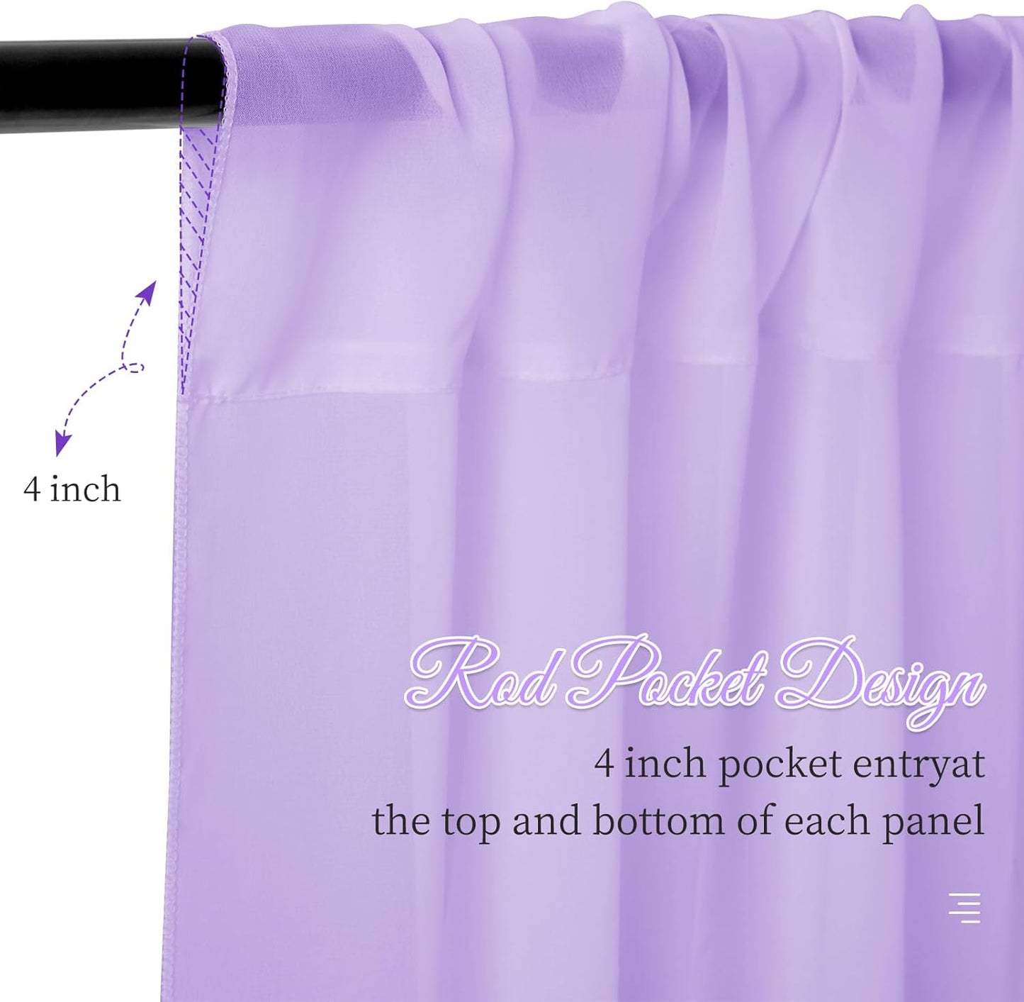 6 Panels Lilac Wedding Ceiling Drapes 5ftx10ft Ceiling Drapes Chiffon Fabric Arch Draping Sheer Curtains Soft Drapery Draping Wedding Ceiling Decorations for Party Ceremony Stage Swag