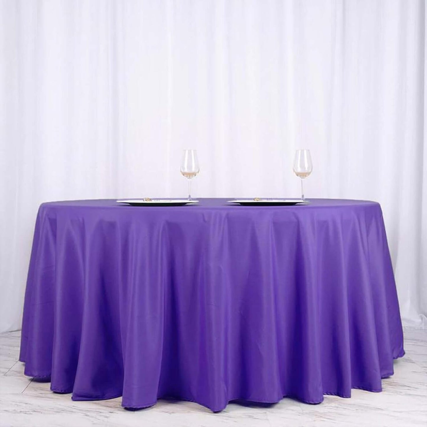 Efavormart Round Tablecloth, 120 Inch Stain & Wrinkle Resistant Washable Table Cloth, Decorative Polyester Fabric Table Cover for Banquet, Wedding, Dining - Purple