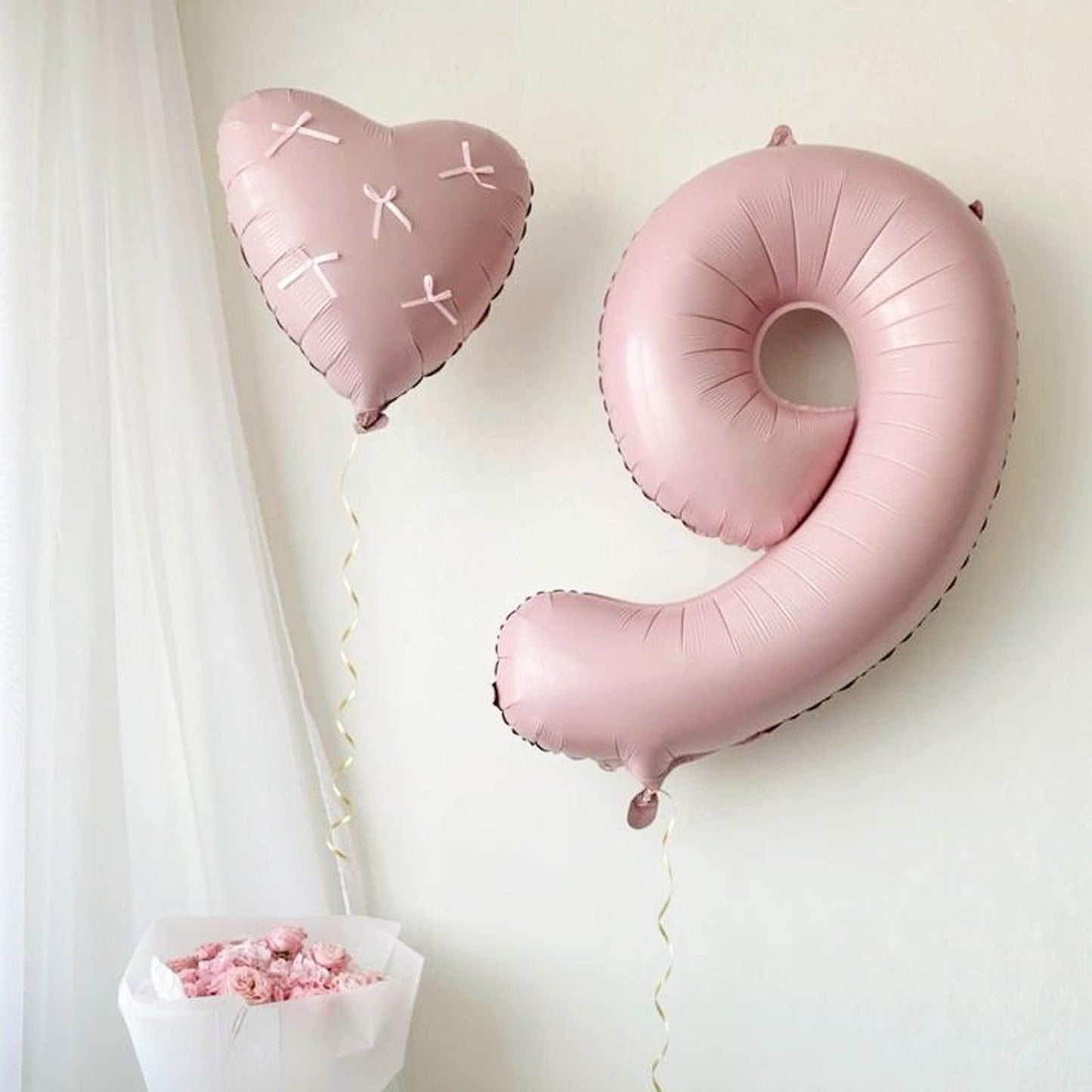 Baby Pink Heart Balloons,12Pcs 18 Inch Pastel Pink Foil Love Heart Shaped Balloons for Girl Party Bow Birthday Party Wedding Engagement Anniversary Baby Shower Valentines Day Decorations