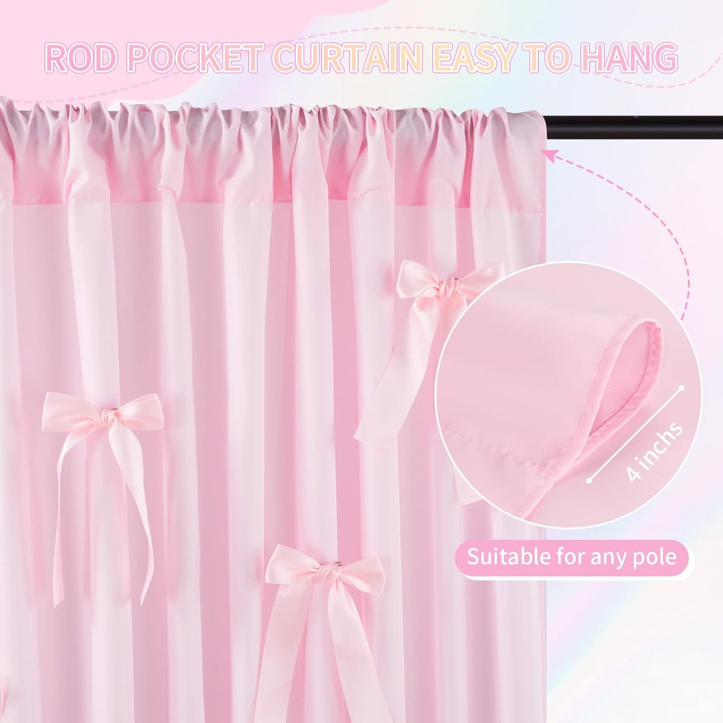 Pink Backdrop Curtain 2Panels : 11.6×8ft Wedding Backdrop Wrinkle Free Polyester Background - Bridal Shower Outdoor Decorations