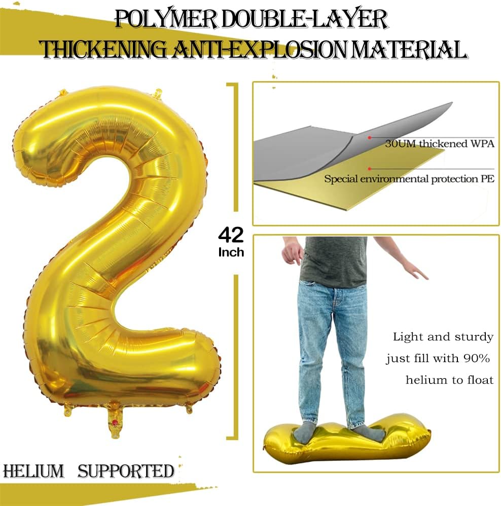GOER Number 20 Balloons for 20th Birthday Party Decorations,42 Inch Jumbo Foil Helium Balloons for 20th Anniversary (Gold)