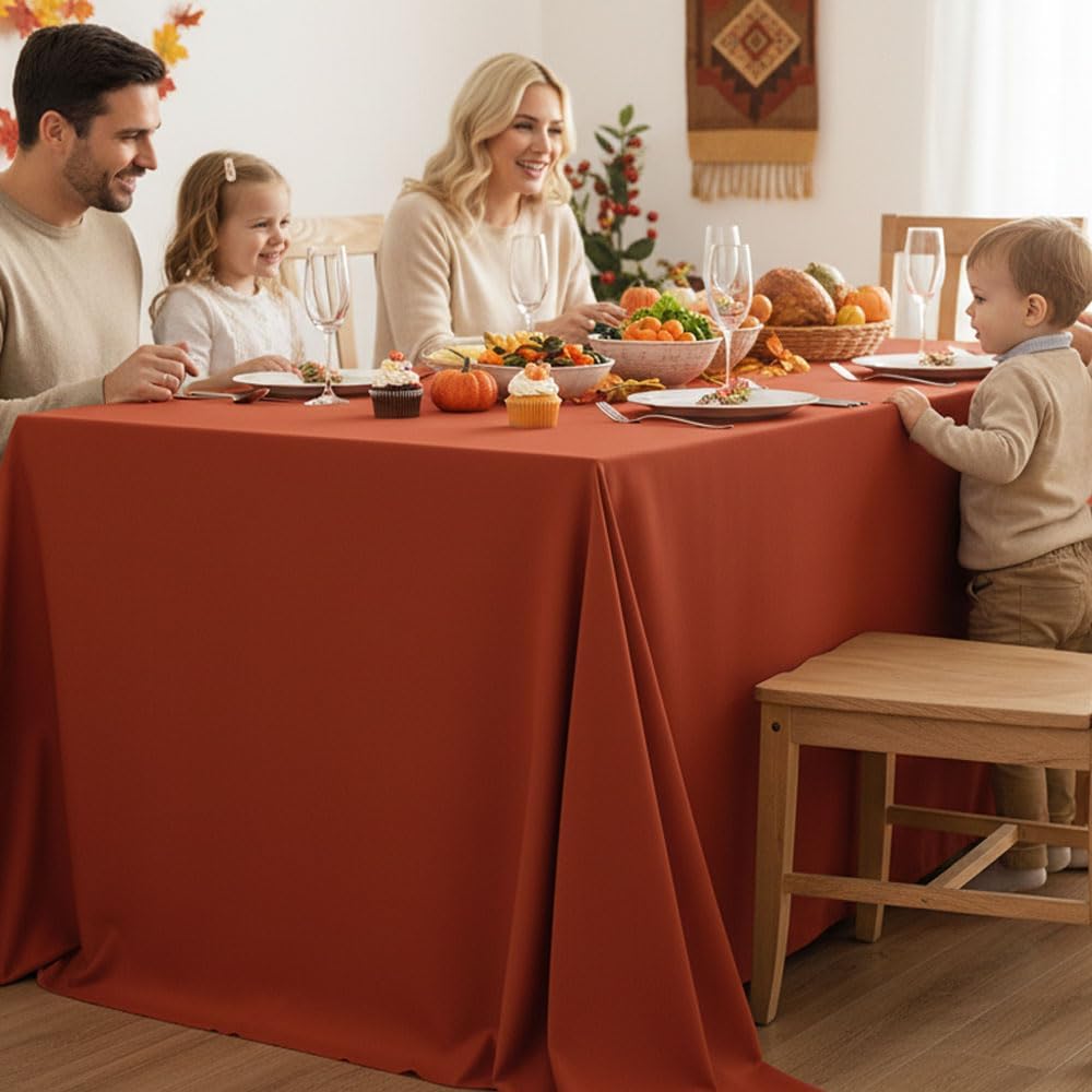 Fitable Rust Table Clothes for Rectangle Tables, 6 Pack - 90 x 156 Inch - Reusable and Elegant Fall Tablecloths, Polyester Fabric Table Covers for Wedding, Party, Banquet, Formal Events