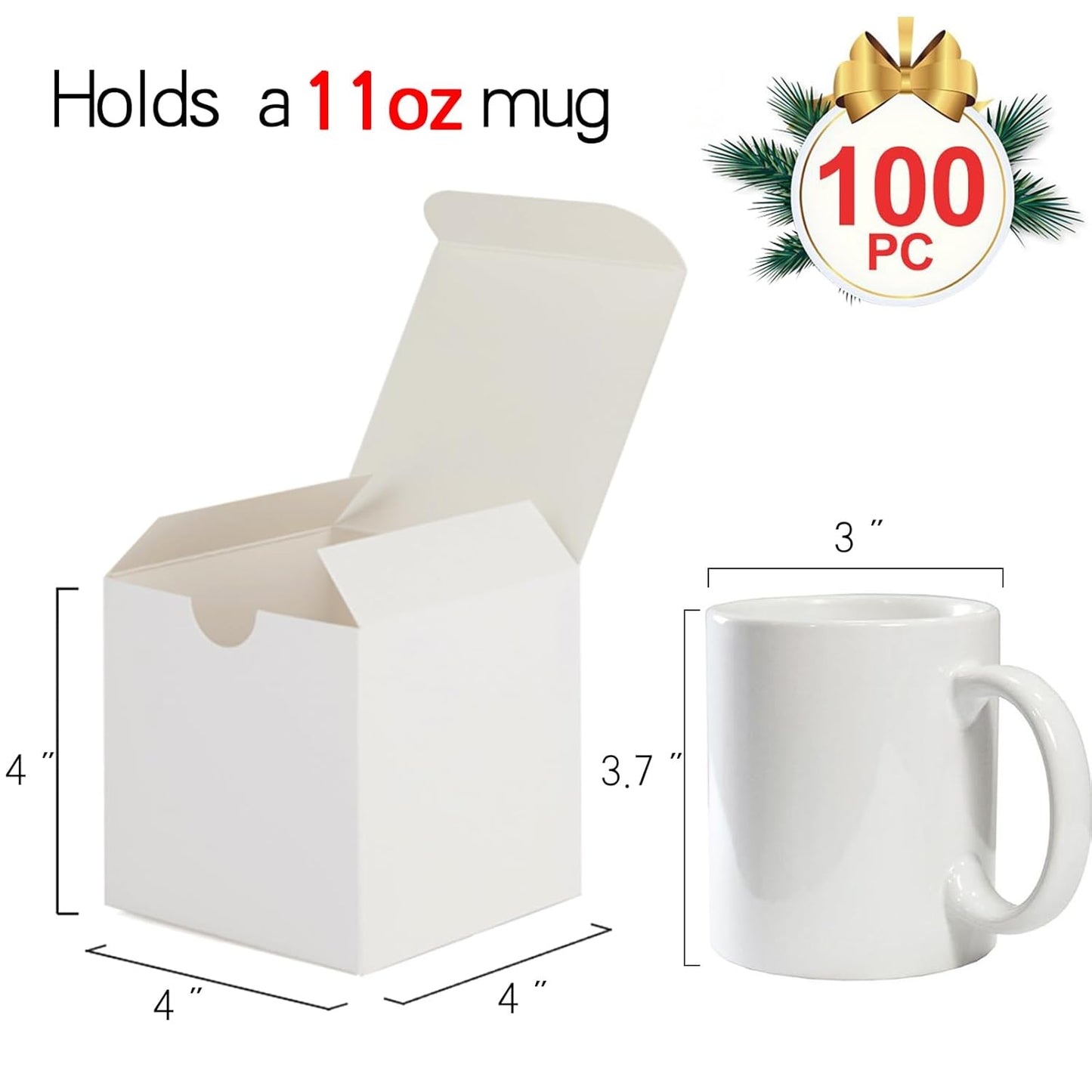 MESHA Small White Gift Boxes 4x4x4'' 100 Pack, Gift Box with Lids for Bridesmaid Gifts, Groomsmen, Godmother, Wedding & Party Favor, Bridal Shower