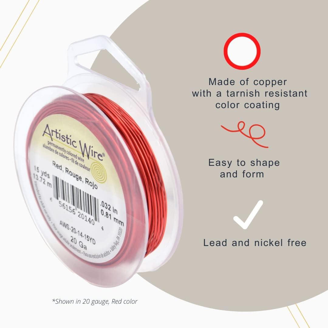 Artistic Wire, 24 Gauge Tarnish Resistant Colored Copper Craft Jewelry Wrapping Wire, Olive, 20 yd