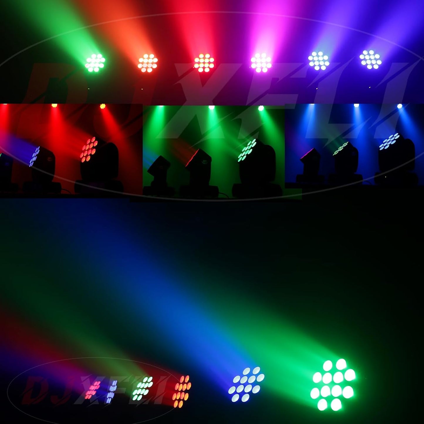 Moving Head Light Beam Wash 12x12W LED Stage Lighting RGBW 4in1 Professional DMX 512 Strobe Effect Sound Activated DJ Lights for DJ Night Clubs Disco KTV Bar Show (2 Pack)