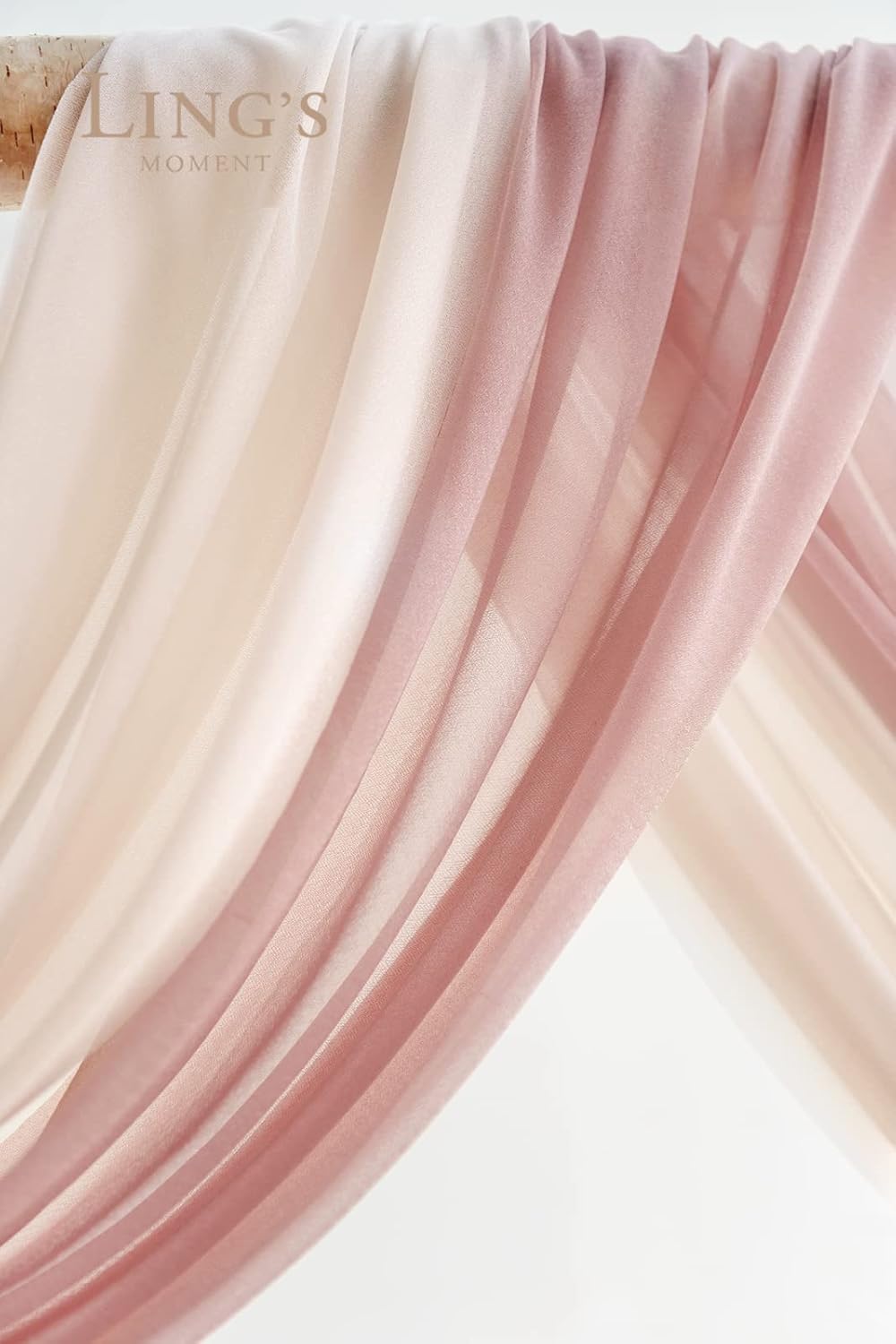 Ling's Moment Pink Blue Artificial Wedding Arch Flowers Kit Pack of 4, 2pcs Hanging Flower Arrangement 2pcs Chiffon Drapes Ceremony Reception Fake Rose Arbor Backdrop Floral Party Outdoor Decorations