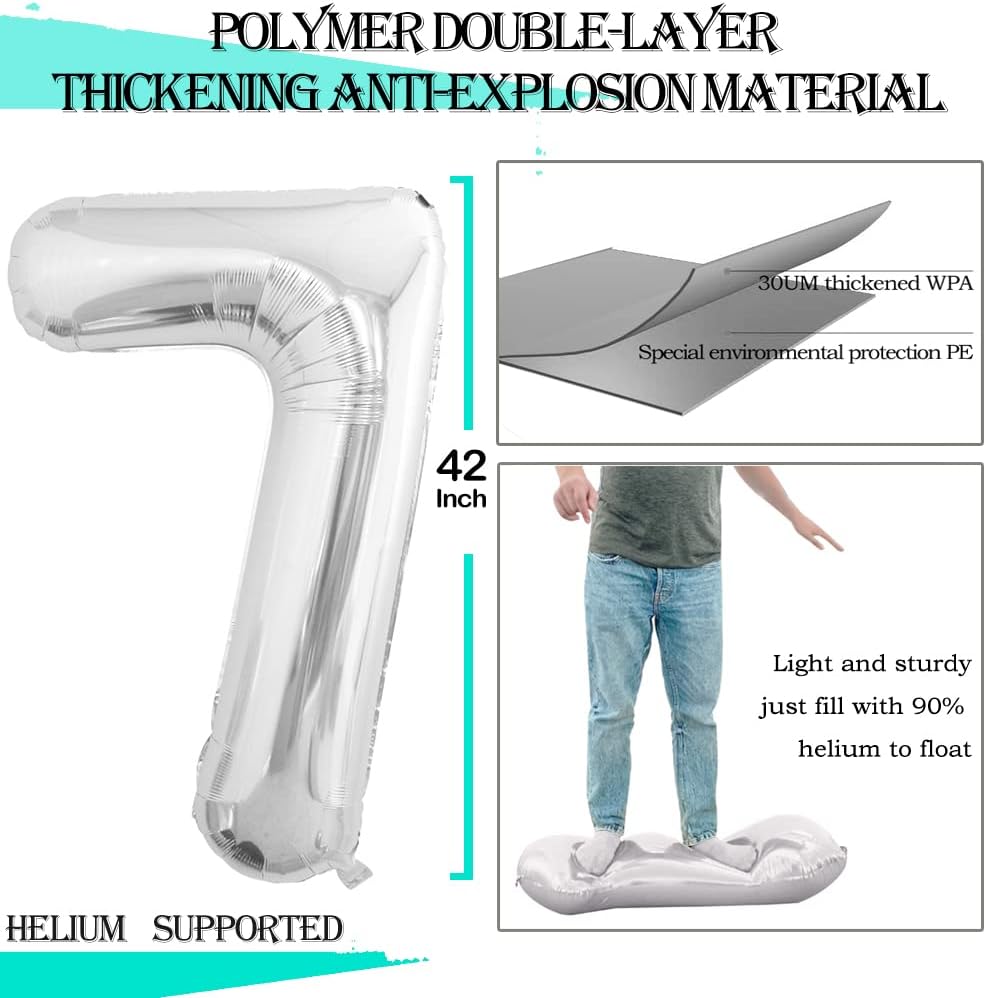 GOER Number 70 Balloons for 70th Birthday Party Decorations,42 Inch Jumbo Foil Helium Balloons for 70th Anniversary (Silver)