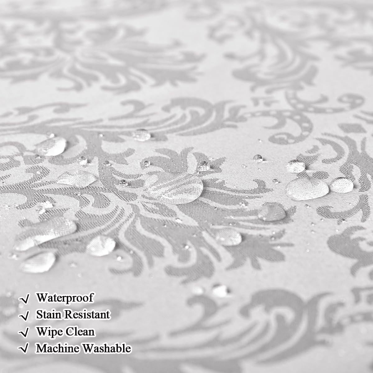 Jacquard Tablecloth Rectangle for Table, Waterproof & Non Slip Fabric Table Cloth for Dining Tables, Parties and Buffet Decorative Tables Cover, 60 x 84 Inch Grey