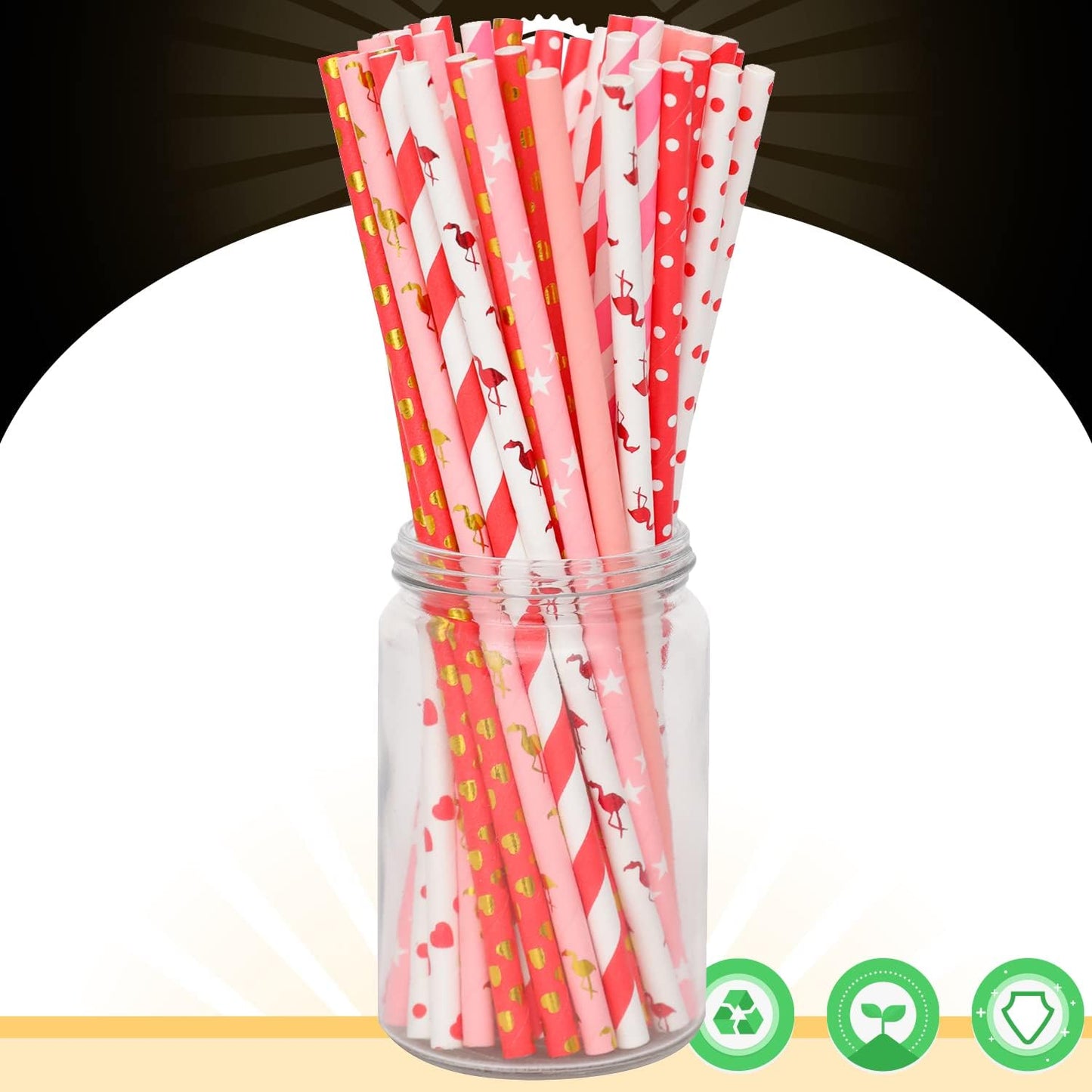 Valentine Paper Straws for Drinking Disposable Straws 150pcs Disposable Straws Bulk（10 Pattern）qiqee