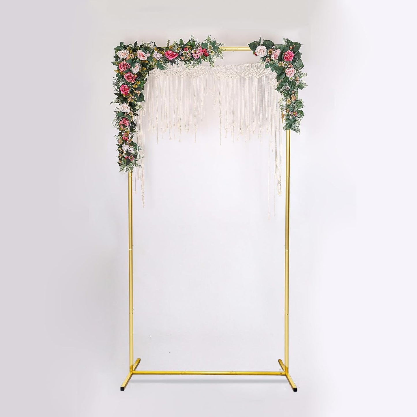 Wedding Square Balloon Arch Stand, Gold Backdrop Stand 6.6 x 3.3 FT Metal Party Frame for Wedding Ceremony Bridal Archway Birthday Party Decoration Harfirbe